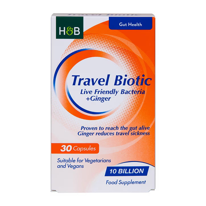 Holland & Barrett Travel Biotic Bacterias Vivas Beneficiosas + Jengibre - 30 Cápsulas