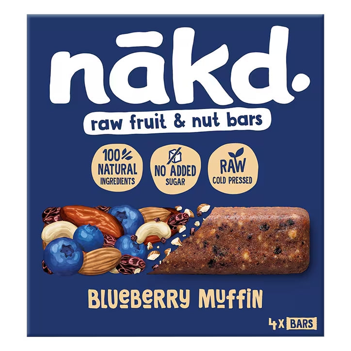 Nakd Barritas de Frutos secos y Frutas Crudas Sabor Maffin de Arándanos - 4x35g