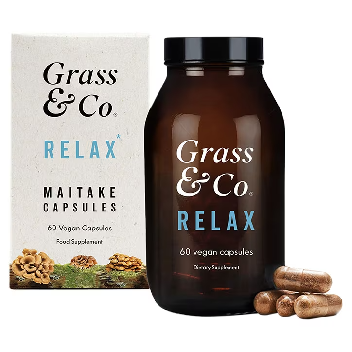 Grass & Co. RELAX Maitake Mushrooms with Ashwagandha + Magnesium - 60 Vegan Capsules