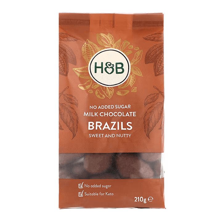 Holland &amp; Barrett Milk Chocolate with no added sugar Brazil Nuts - 210g