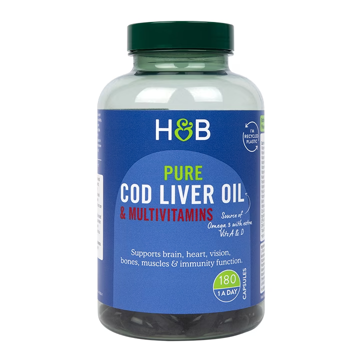 Holland & Barrett Pure Cod Liver Oil and Multivitamins 500mg - 180 Capsules