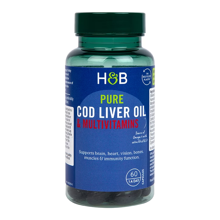 Pure Cod Liver Oil and Multivitamins 500mg -60 Capsules