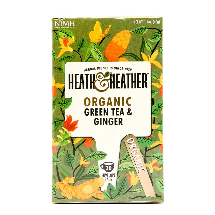 Heath & Heather Organic Green Tea With Ginger 20 Tea Bags