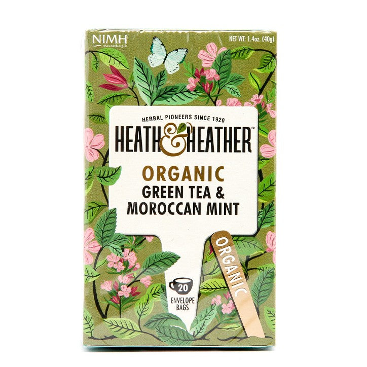 Heath & Heather Organic Green Tea & Moroccan Mint 20 Tea Bags