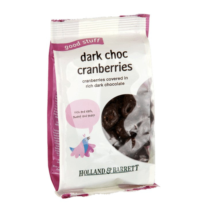 Holland & Barrett Dark Chocolate Cranberries 125G