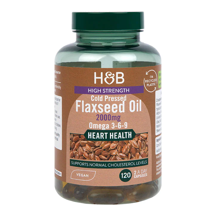 High Strength Vegan Flaxseed Oil Triple Omega 3-6-9 2000mg - 120 capsules