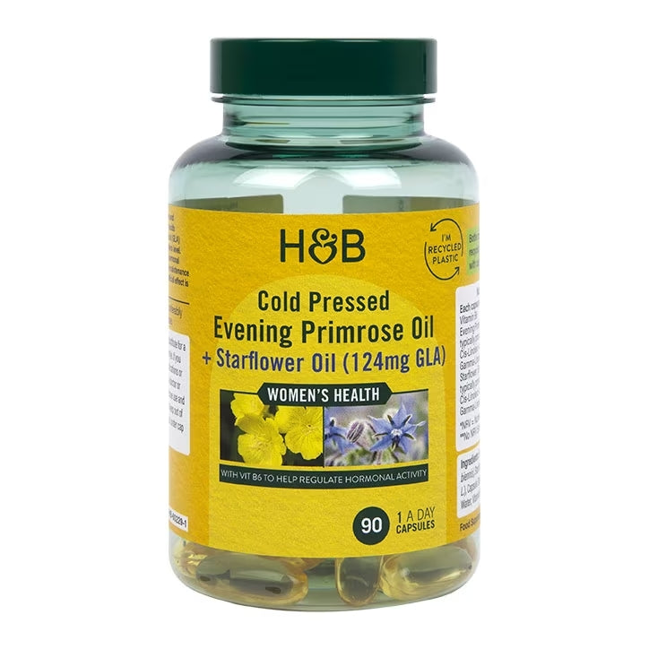 Cold Pressed Evening Primrose Oil + Borage Oil (124mg GLA) - 90 Capsules